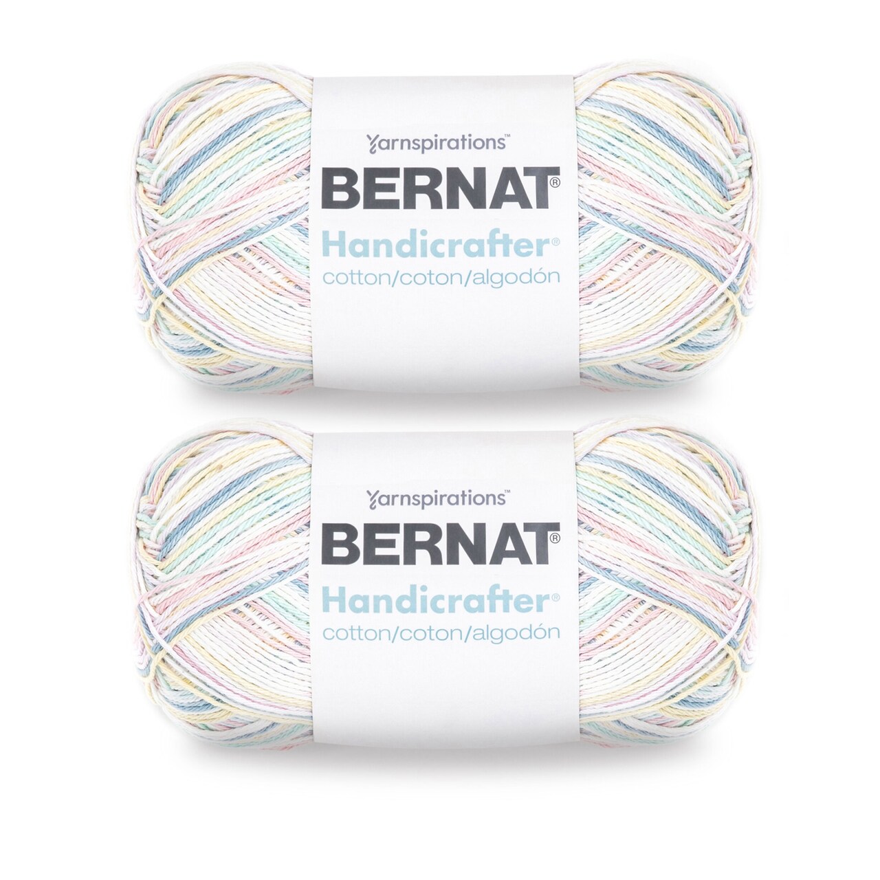 Bernat Handicrafter Cotton Big Ball Prettypastel Ombre Yarn - 2 Pack of 340g/12oz - Cotton - 4 Medium (Worsted) - 608 Yards - Knitting/Crochet